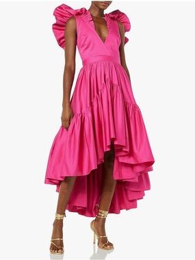 Making The Cut Womens Ruffle Dress with Flounce In Bright Pink Size M